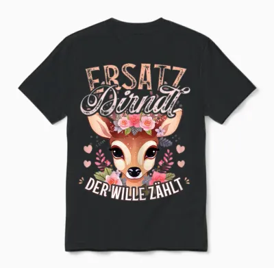 Ersatz Dirndl T-Shirt Damen Trachtenshirt Mädchen Trachten Unisex T-Shirt - Black