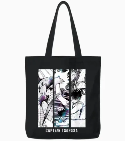 Captain Tsubasa Schießen (berühmte Szene) Tote Bags - Black