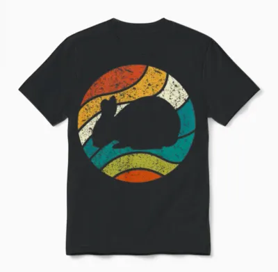 Retro Vintage Hare Rabbits Unisex T-Shirt - Black