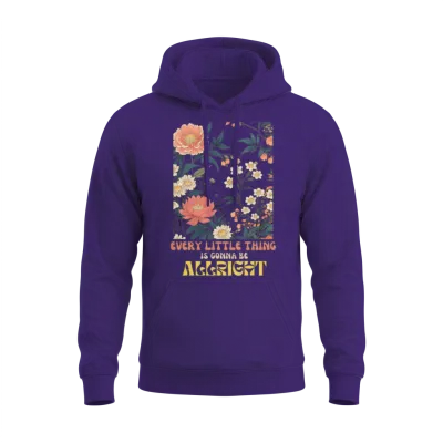 Boho Floral Vintage Everything Gonna Be Alright Unisex Hoodie - Purple