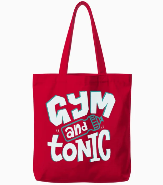 Crossfit Tonic Funny Tote Bags in Red