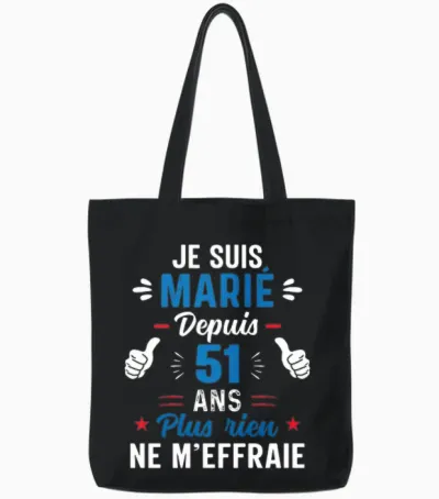 Couple in Love Gift 51 Years of Camellia Wedding Anniversary Long Sleeve, Black, S Tote Bags - Black
