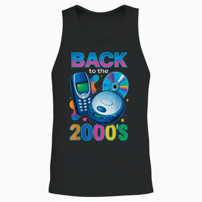 Back to the 2000s Retro Design Vintage Theme Party Unisex Tank Top - Black