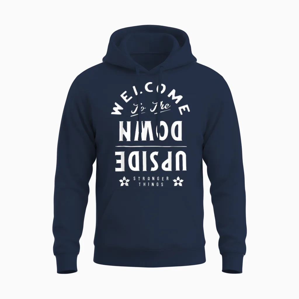 Stranger Things Welcome to the Upside Down Unisex Hoodie in Navy