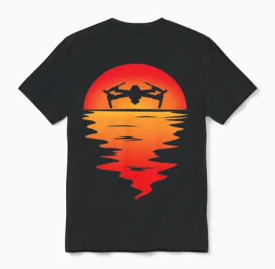 Drone Sunset Retro Unisex T-Shirt - Black