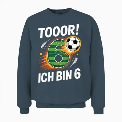 Children's Toor Ich Bin 6 6th Birthday Football Boy Cool Unisex Sweatshirt - Dark Heather