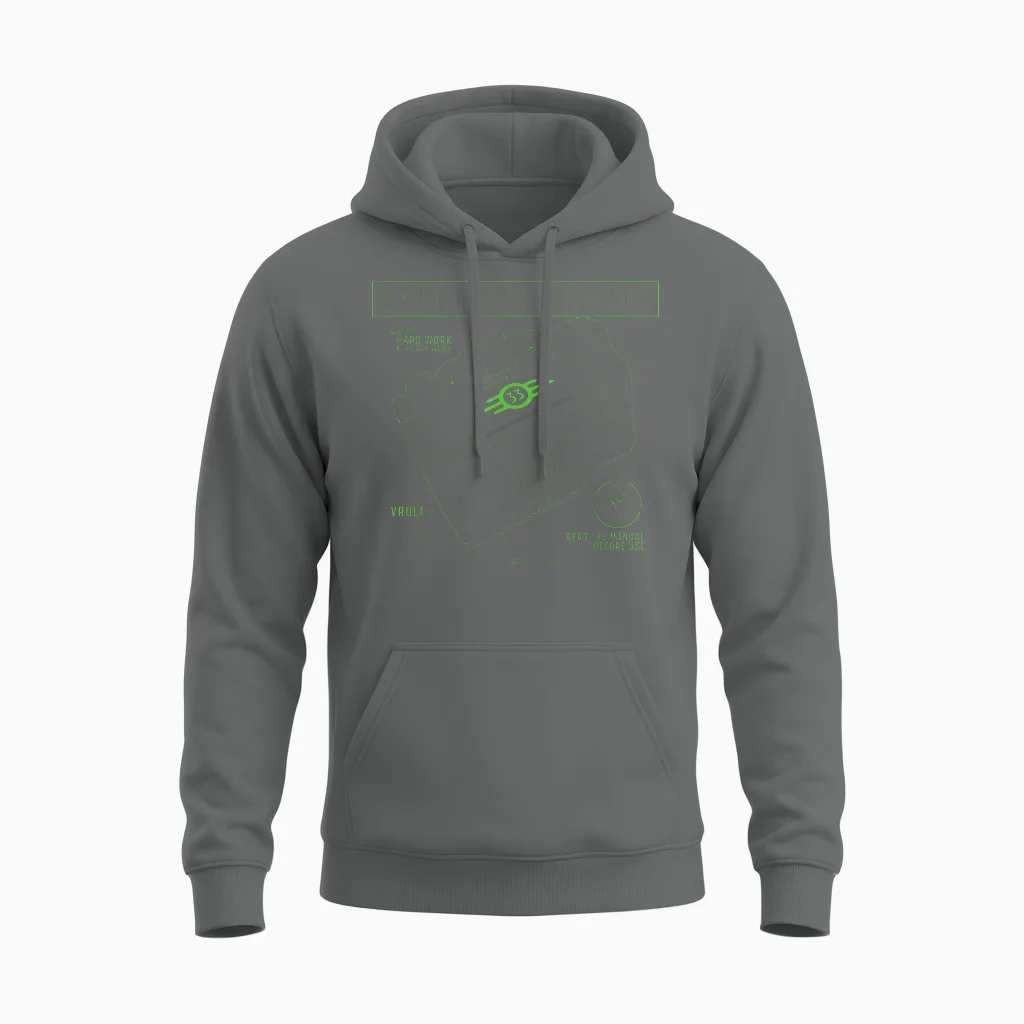 Fallout - Vault-Tec Pip-Boy T-Shirt, Black Unisex Hoodie in Graphite Heather