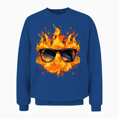 Cool Fire and Flames Glasses T-Shirt, Black Unisex Sweatshirt - Royal