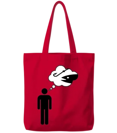 Thinking About Fishing Tote Bags - Red