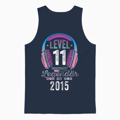 Level 11 Years Girl's Birthday Gamer Girl Teenager 2015 Unisex Tank Top - Navy