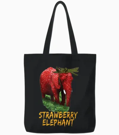 Strawberry Elephant Meme Tote Bags - Black