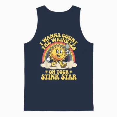 I Wanna Count the Wrinkles on Your Stink Star Unisex Tank Top - Navy