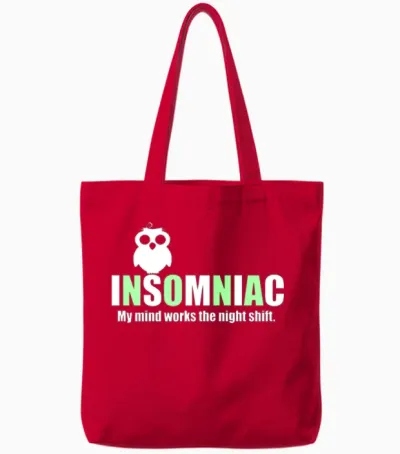 Insomniac Funny Quote Tote Bags - Red