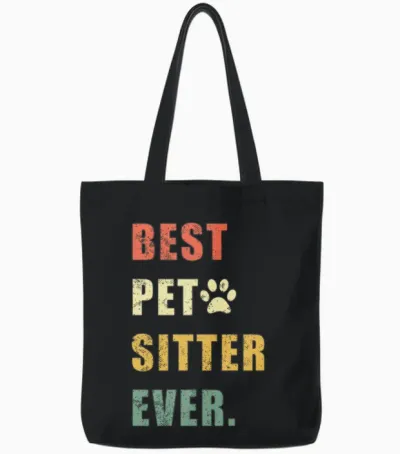 Best Pet Sitter Ever Funny Vintage Tote Bags - Black
