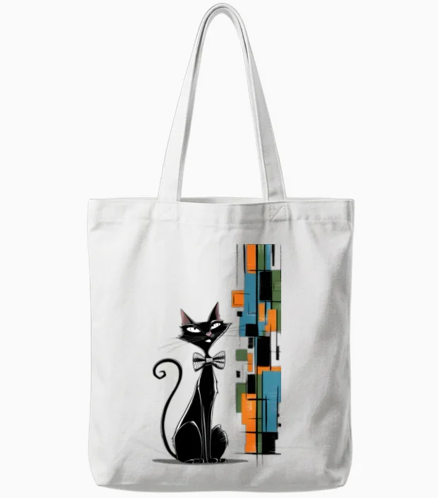 Retro Chic Cat - Lovers Tote Bags - White