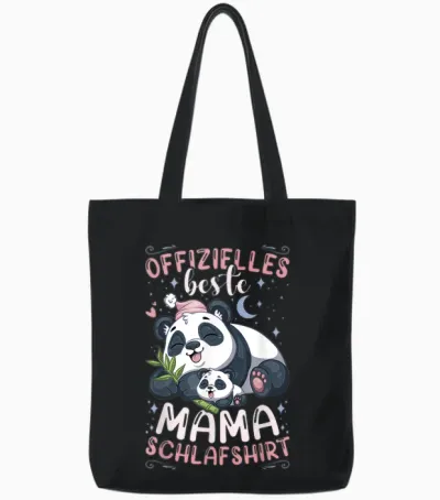 Offizielles Best Mama Schlafshirt, Mutter Panda-Bär Mit Kind Tote Bags - Black