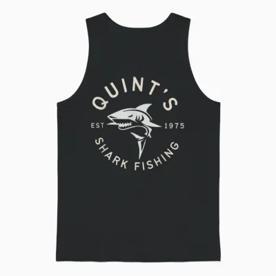 Vintage Quint's Shark Fishing 1975 Retro Unisex Tank Top - Black