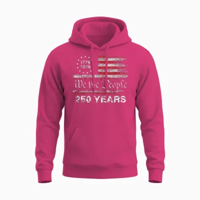 250 Years American Anniversary 1776 2026 250th 4th July Unisex Hoodie - Heliconia