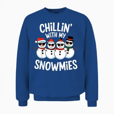 Chillin with My Snowmies Funny Snowman Christmas Kids Boys Unisex Sweatshirt - Royal