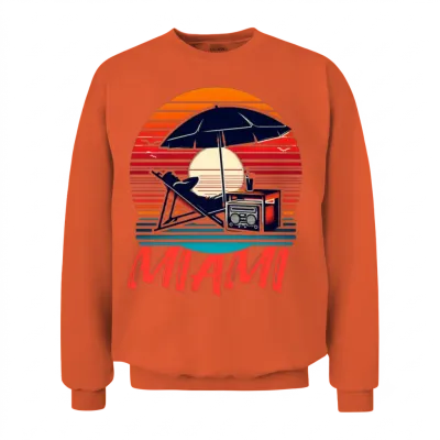 Miami Beach Retro Sunset Unisex Sweatshirt - Orange