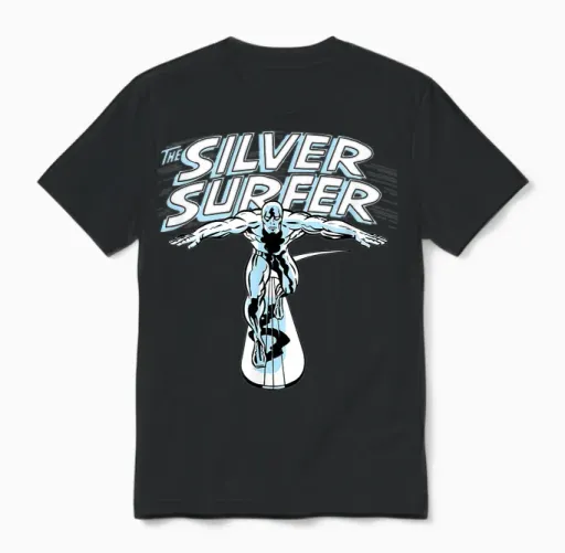 Marvel Fantastic Four Silver Surfer Vintage Portrait Unisex T-Shirt in Black