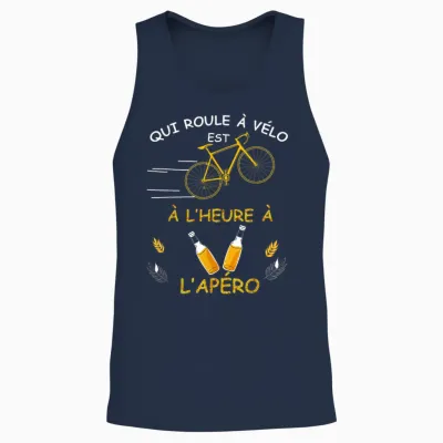 Bike Man or Woman Apero Cycling Cool Humour Dad Grandpa Unisex Tank Top - Navy