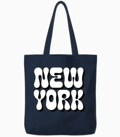 New York Typography Tote Bags - Navy