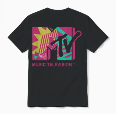 Klassisches Mtv-Logo, Rosa Und Blaugrünes Design T-Shirts Unisex T-Shirt - Black