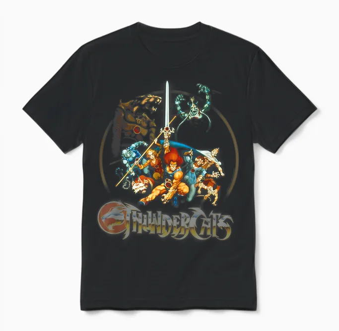Thundercats Circle Group Shot Logo T-Shirt, Black Unisex T-Shirt in Black