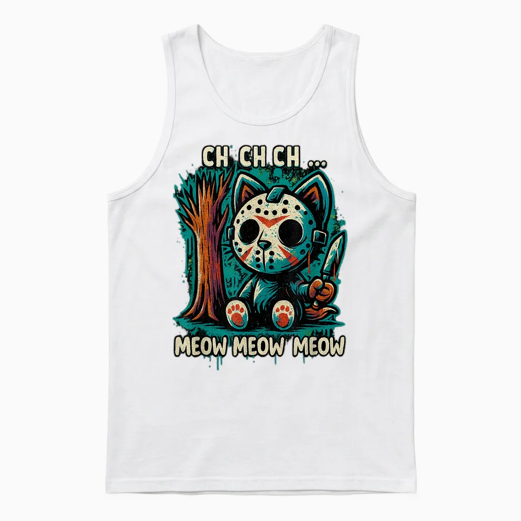 Cat Movie Horror - Ch Ch Ch Meow Unisex Tank Top in White