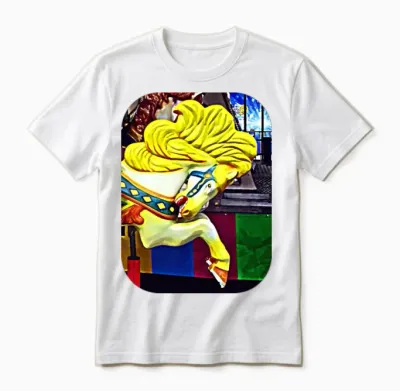 Carousel Horse with Yellow Mane Unisex T-Shirt - White