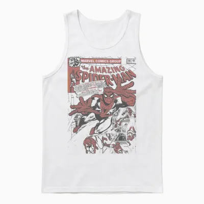 Marvel Comics Spider-Man Amazing Comic Cover Vintage Unisex Tank Top - White