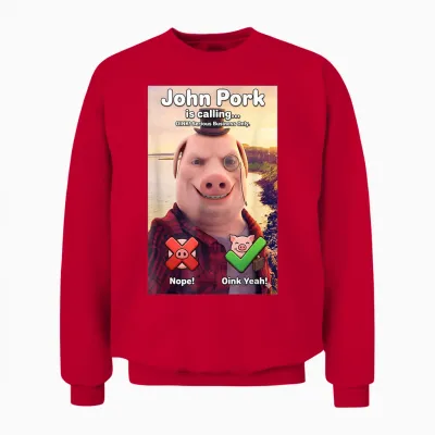John Pork Is Calling Internet Meme Charakter Lustiger Spruch Unisex Sweatshirt - Red