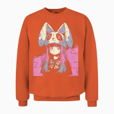 Horror Anime Manga Bunny Japan Japanese Creepy Kawaii Goth Unisex Sweatshirt - Orange