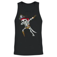 Halloween Dabbing Skeleton Pirate Unisex Tank Top - Black – 2
