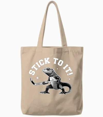 Stick to It Funny Hockey Tote Bags - Natural