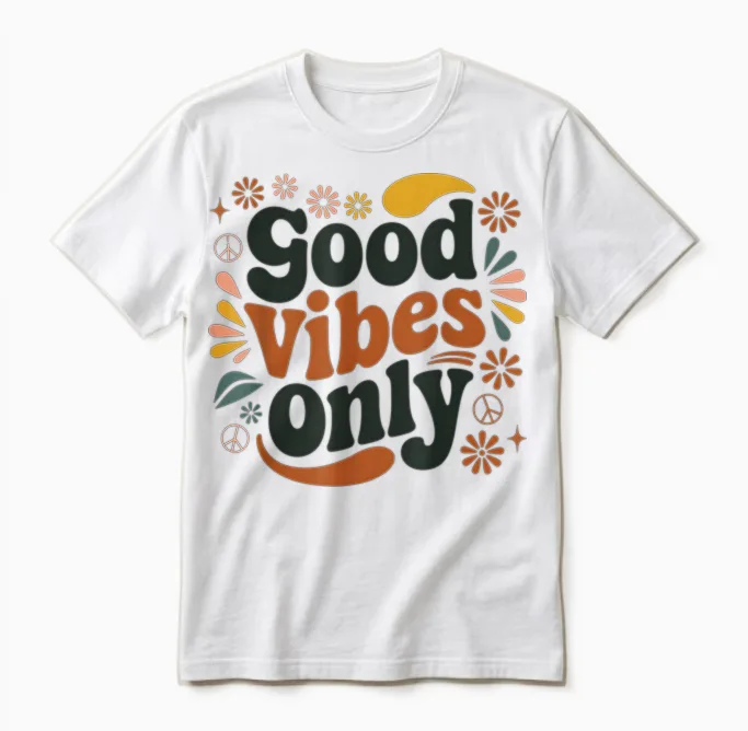 Good Vibes Only โ Retro Boho Spirit Unisex T-Shirt in White