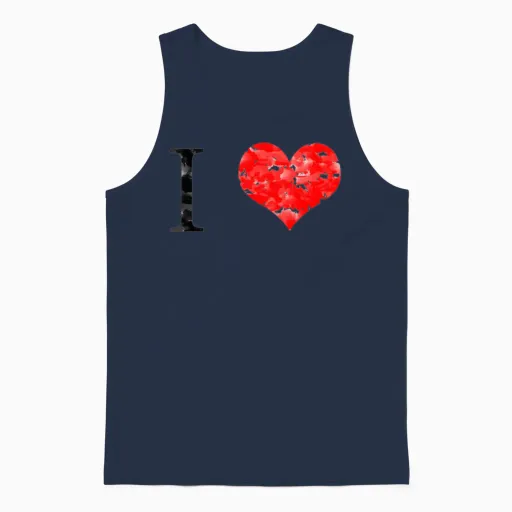 I Love Unisex Tank Top in Navy