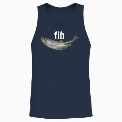 Fih Lustiger Falsch Geschriebener Fisch Meme Einfacher Humor Sarkastischer Witz Unisex Tank Top - Navy