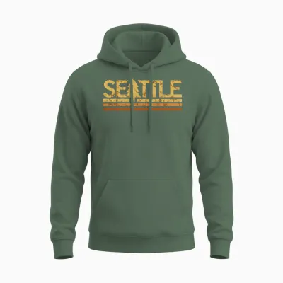 Retro Vintage Seattle Washington Unisex Hoodie - Military Green