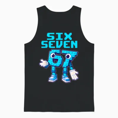 67 Six Seven 6-7 Funny Italian Brain Red Kids Gaming Meme Unisex Tank Top - Black