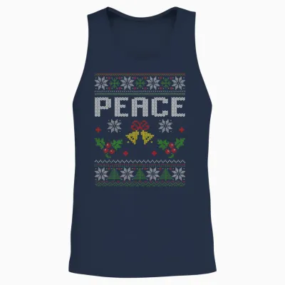 Peace I Come in Peace Couple Matching Ugly Christmas Unisex Tank Top - Navy