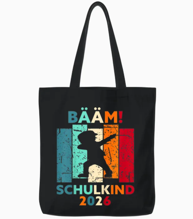 Children's Bääm! Schulkind 2026 First Day of School T-Shirt, Black Tote Bags in Black