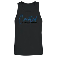Created with a Purpose (blue) Unisex Tank Top - Black – 2