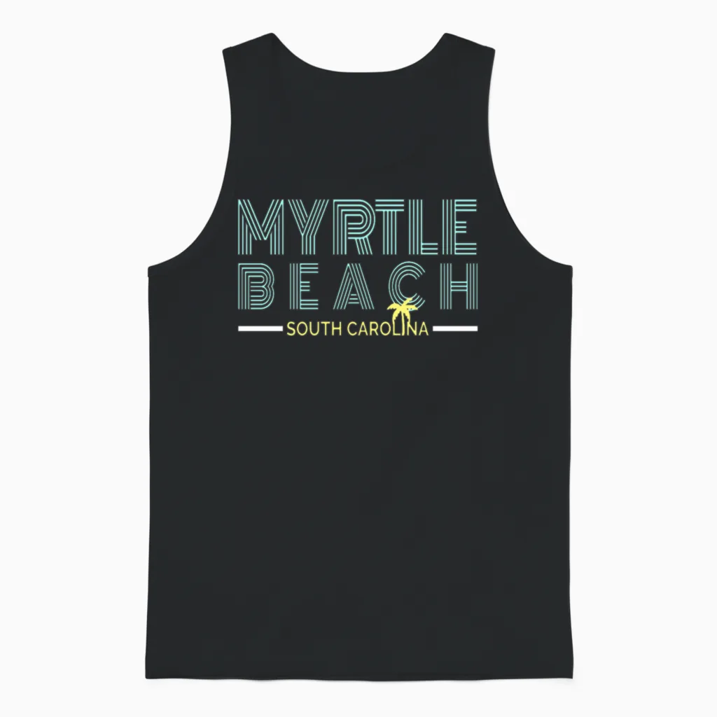 Myrtle Beach Retro Summer & Unisex Tank Top in Black