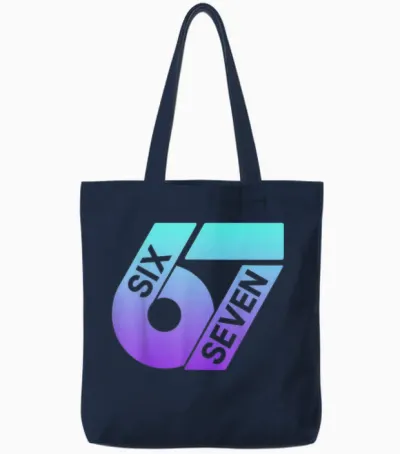 Six Seven 67 Buntes 6 7 Gen Alpha Slang Lustiges 6-7 Meme Tote Bags - Navy