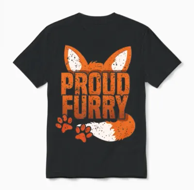 Proud Furry Tail Ear Furry Person Fox Cosplay Unisex T-Shirt - Black