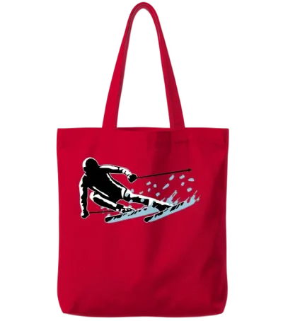 Skiing, Skier and Snow Tote Bags - Red