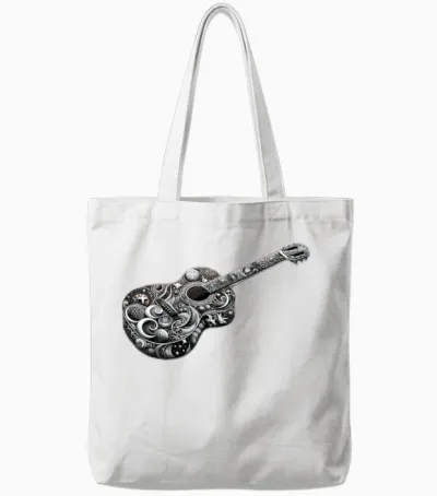 Retro Style Guitar for Guitarists Tote Bags - White
