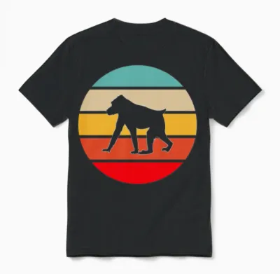 Monkey Retro Unisex T-Shirt - Black